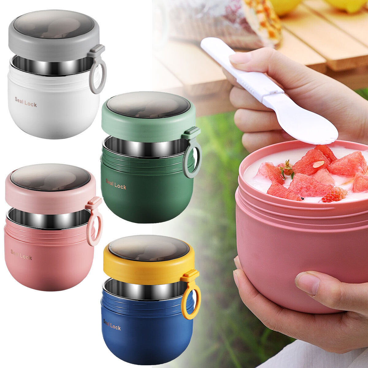 Baby Food Warmer Portable - 600ML Stainless Steel Lunch Box Hot