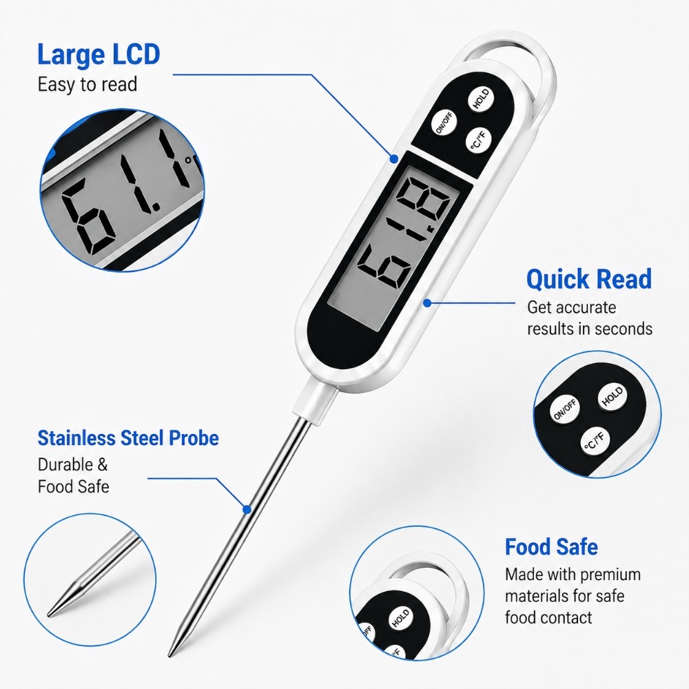 Digital Probe Thermometer Wide - Baby Food Meat recension och pris