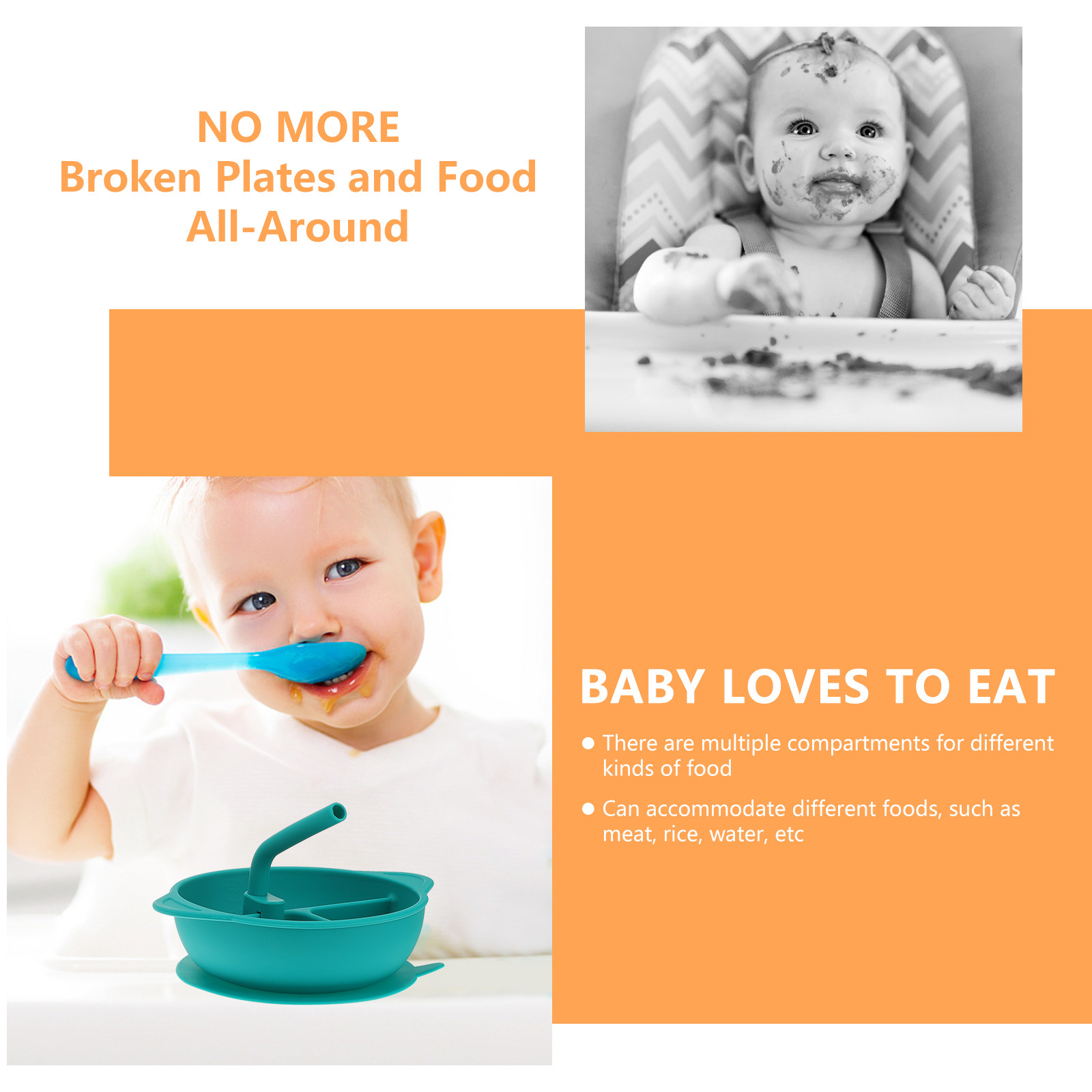 1Pcs Anti-Break Silicone Dinne - Baby Food Dessert recension och pris