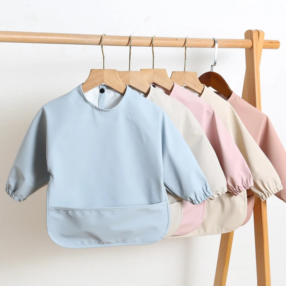 Solid Color Baby Feeding Bibs  - Bib Long Sleeve recension och pris