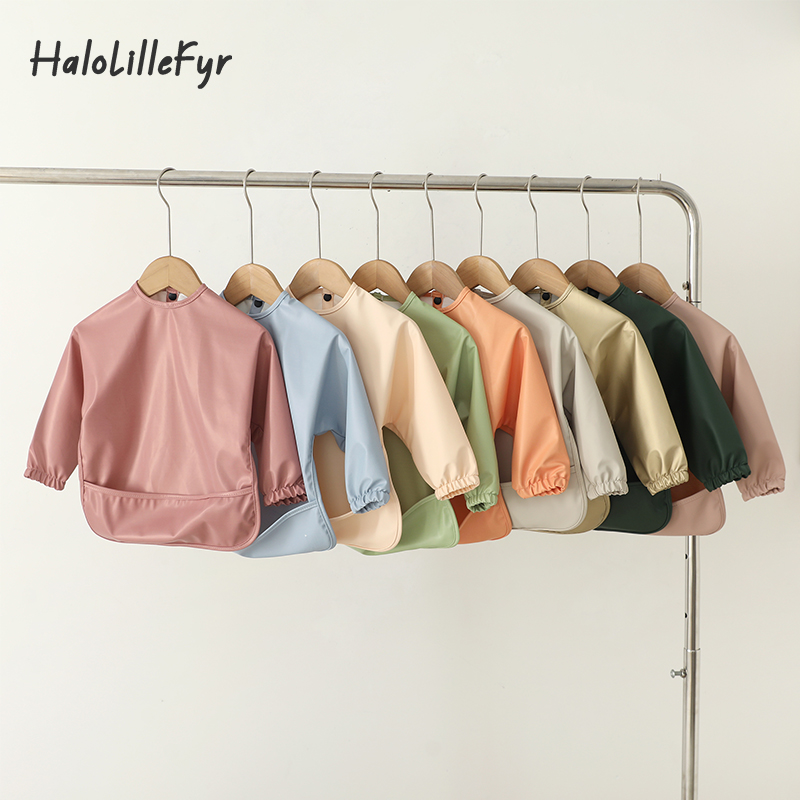 Baby Bibs Burp Cloth Solid Col - Bib Long Sleeve recension och pris
