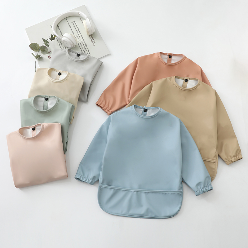 Baby Bibs Burp Cloth Solid Col - Bib Long Sleeve recension och pris