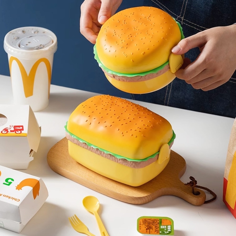 Hamburger Lunch Box Double Tie - Baby Food Container recension och pris