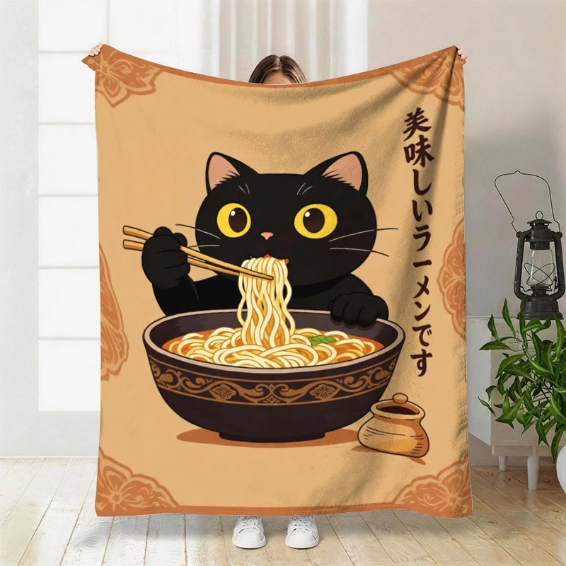 Cute Cat Ramen Throw Blanket T - Baby Food In Japan recension och pris