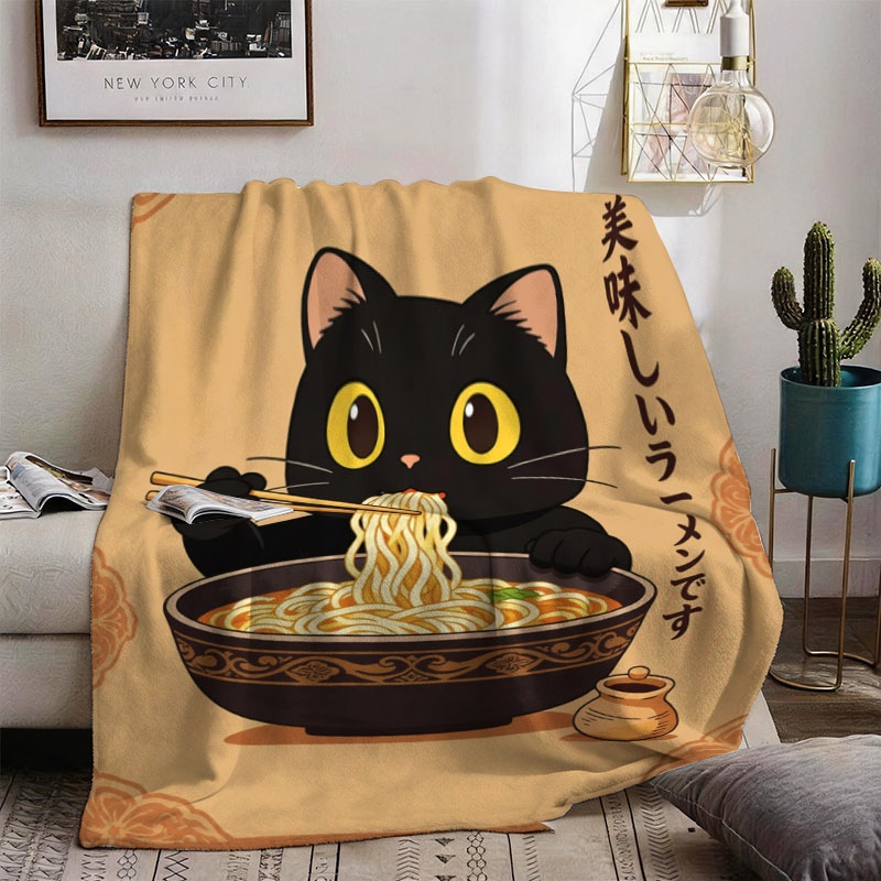 Cute Cat Ramen Throw Blanket T - Baby Food In Japan recension och pris